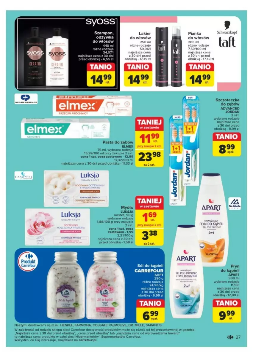 Gazetka promocyjna Carrefour - ważna 25.11 do 30.11.2024 - strona 20 - produkty: Colgate, Elmex, Fa, Lakier, LG, Luksja, Mydło, O nas, Odżywka, Palmolive, Pasta do zębów, Sól, Sól do kąpieli, Szampon, Szczoteczka, Szczoteczka do zębów