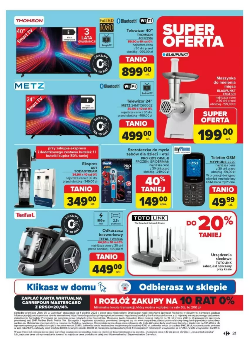 Gazetka promocyjna Carrefour - ważna 25.11 do 30.11.2024 - strona 25 - produkty: Dzieci, Fa, Frozen, JBL, Maszynka, Maszynka do mielenia, MyPhone, Odkurzacz, Spiderman, Szczoteczka, Szynka, Tefal, Telefon, Telewizor, Thomson, Tran