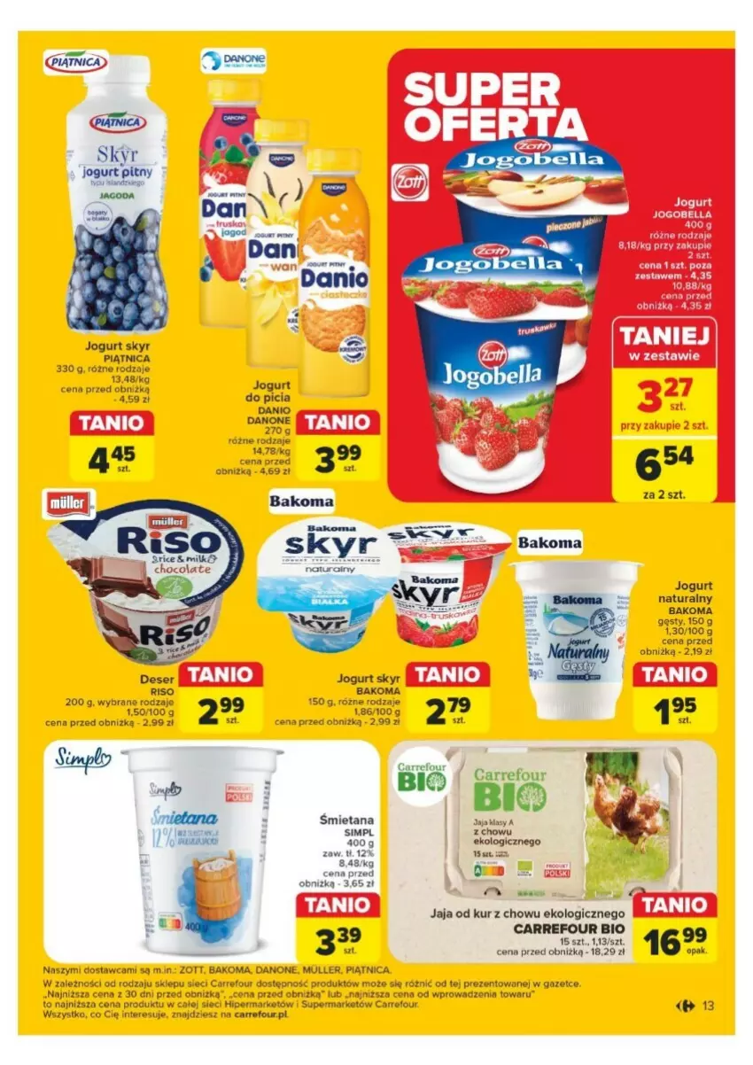 Gazetka promocyjna Carrefour - ważna 25.11 do 30.11.2024 - strona 5 - produkty: Bakoma, Bell, Bella, Danio, Danone, Deser, Jaja, Jogobella, Jogurt, Jogurt naturalny, Piątnica, Ser, Zott