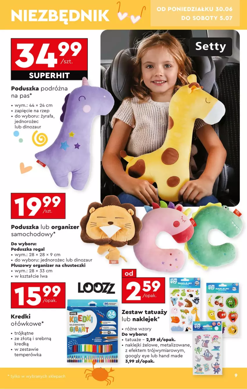 Gazetka promocyjna Biedronka - Okazje Tygodnia - ważna 30.06 do 12.07.2025 - strona 11 - produkty: Chusteczki, Dinozaur, Fa, Jednorożec, Klej, Organizer, Poduszka, Rogal