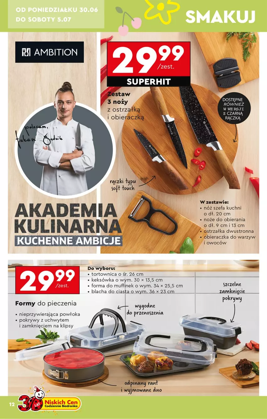 Gazetka promocyjna Biedronka - Okazje Tygodnia - ważna 30.06 do 12.07.2025 - strona 14 - produkty: Ambition, Fa, Keksówka, Noż, Nóż szefa kuchni, Obieraczka, Piec, Tortownica