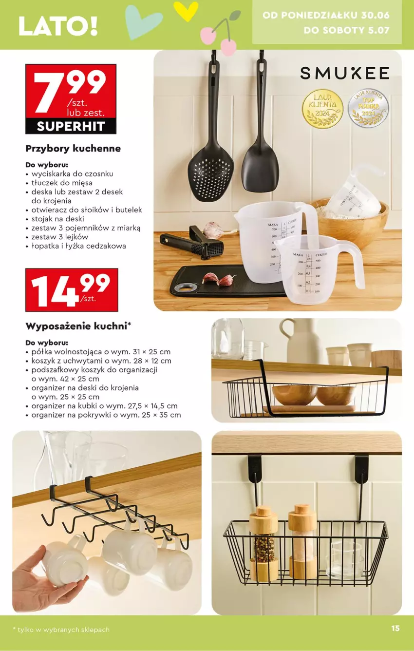 Gazetka promocyjna Biedronka - Okazje Tygodnia - ważna 30.06 do 12.07.2025 - strona 17 - produkty: Cedzak, Kosz, Organizer, Otwieracz, Pojemnik, Półka, Przybory kuchenne, Stojak, Tłuczek, Top, Wyciskarka