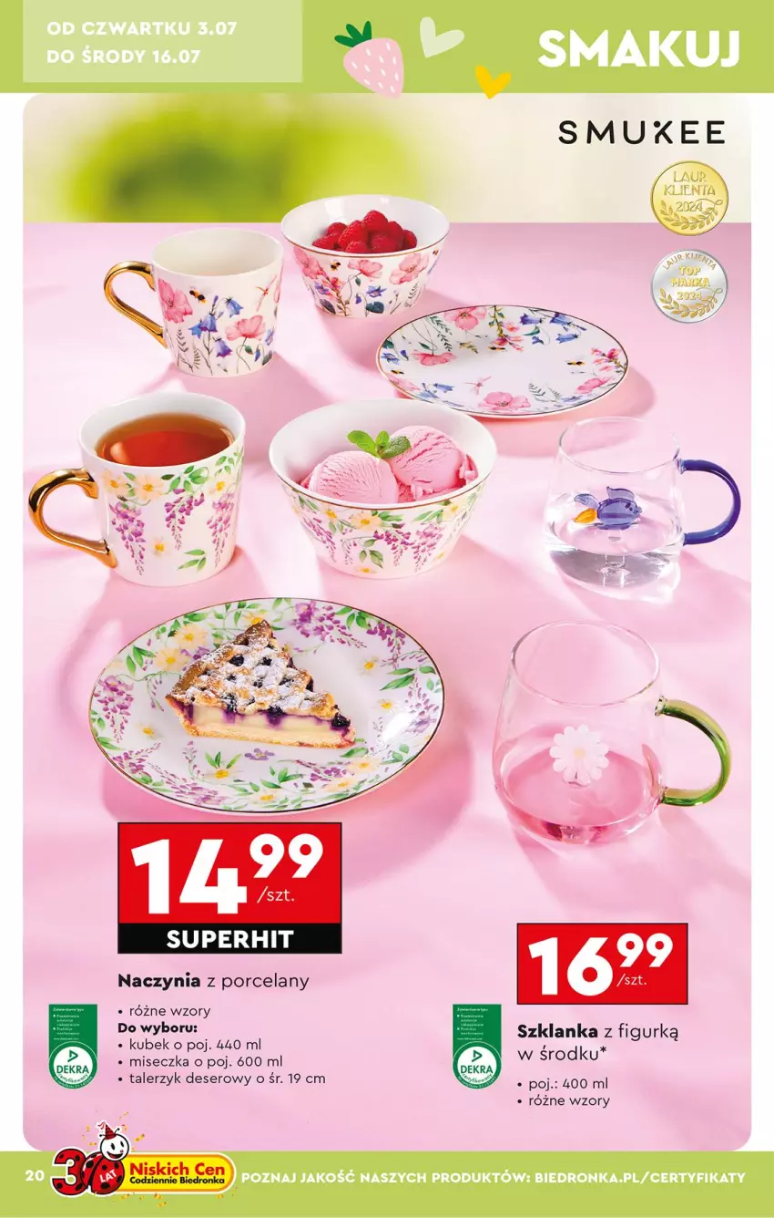 Gazetka promocyjna Biedronka - Okazje Tygodnia - ważna 30.06 do 12.07.2025 - strona 22 - produkty: Deser, Kubek, Miseczka, Por, Ser, Szklanka, Talerz, Talerzyk