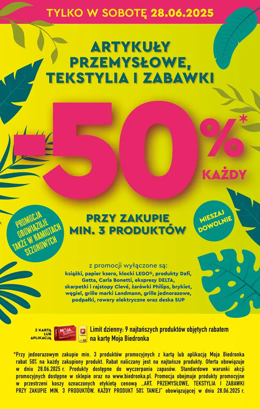 Gazetka promocyjna Biedronka - Okazje Tygodnia - ważna 30.06 do 12.07.2025 - strona 3 - produkty: Gatta, Grill, Karp, Klocki, Kosz, LEGO, Papier, Philips, Rajstopy, Rower, Rowery elektryczne, Ser, Skarpetki, Top