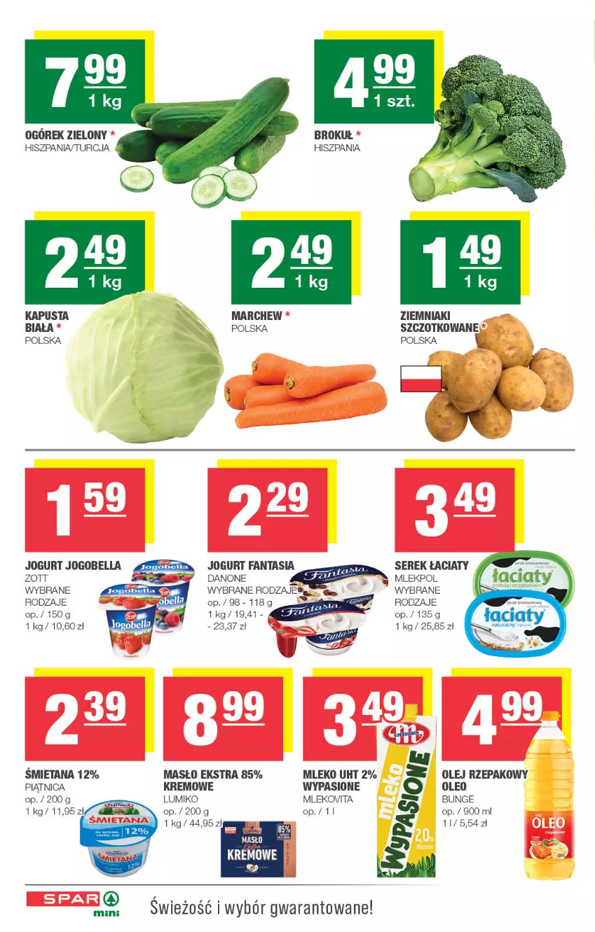 Gazetka promocyjna Spar - Spar-Mini - ważna 01.12 do 11.12.2024 - strona 2 - produkty: Bell, Bella, Danone, Fa, Fanta, Jogobella, Jogurt, Masło, Mleko, Mlekovita, Ogórek, Olej, Olej rzepakowy, Piątnica, Ser, Serek, Ziemniaki, Zott