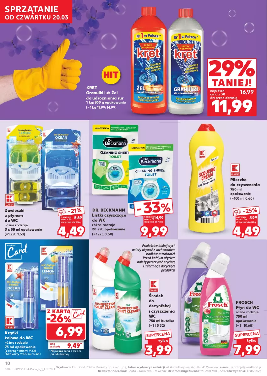 Gazetka promocyjna Kaufland - Kaufland - ważna 20.03 do 02.04.2025 - strona 10 - produkty: Dres, Frosch, Gra, Kret, Mleczko, Płyn do wc, Sprzątanie, Zawieszki