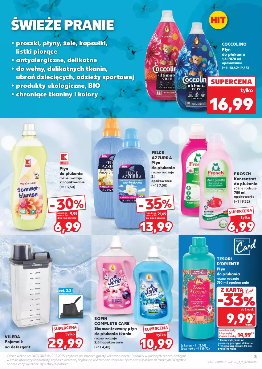 Gazetka promocyjna Kaufland - Kaufland - ważna 20.03 do 02.04.2025 - strona 3 - produkty: Coccolino, Dzieci, Frosch, Płyn do płukania, Pojemnik, Por, Sport, Vileda