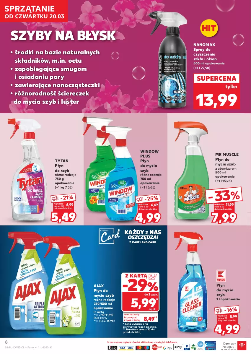 Gazetka promocyjna Kaufland - Kaufland - ważna 20.03 do 02.04.2025 - strona 8 - produkty: Ajax, Mus, Nanomax, Płyn do mycia, Płyn do szyb, Spray do czyszczenia, Sprzątanie, Tytan