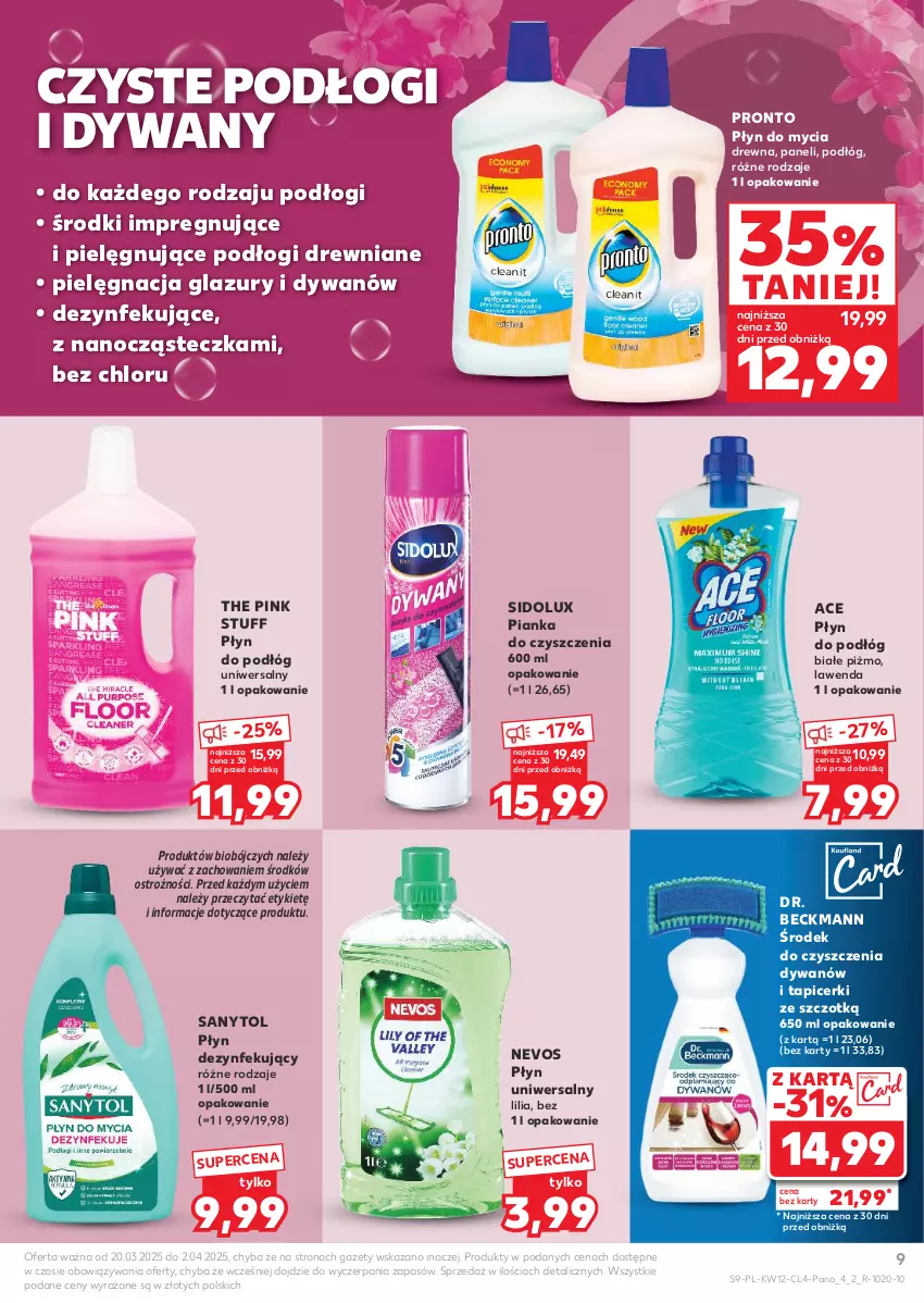 Gazetka promocyjna Kaufland - Kaufland - ważna 20.03 do 02.04.2025 - strona 9 - produkty: Dywan, Lazur, Pianka do czyszczenia, Płyn do mycia, Pronto, Sanytol, Sidolux