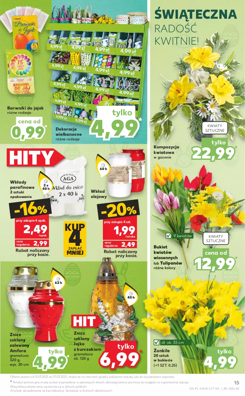 Gazetka promocyjna Kaufland - OFERTA TYGODNIA - ważna 11.03 do 17.03.2021 - strona 15 - produkty: Bukiet, Gra, Kurczak, Olej, Rama, Tulipan, Wkład olejowy, Znicz