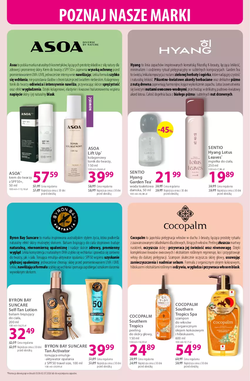 Gazetka promocyjna Hebe - Gazetka - ważna 03.06 do 18.06.2026 - strona 14 - produkty: Emulsja, Hibiskus, Kokos, Kolagen, Krem do twarzy, Olej, Peeling, Pielęgnacja włosów, Sok, Szampon, Tonik, Tonik do twarzy, Top, Woda, Woda toaletowa