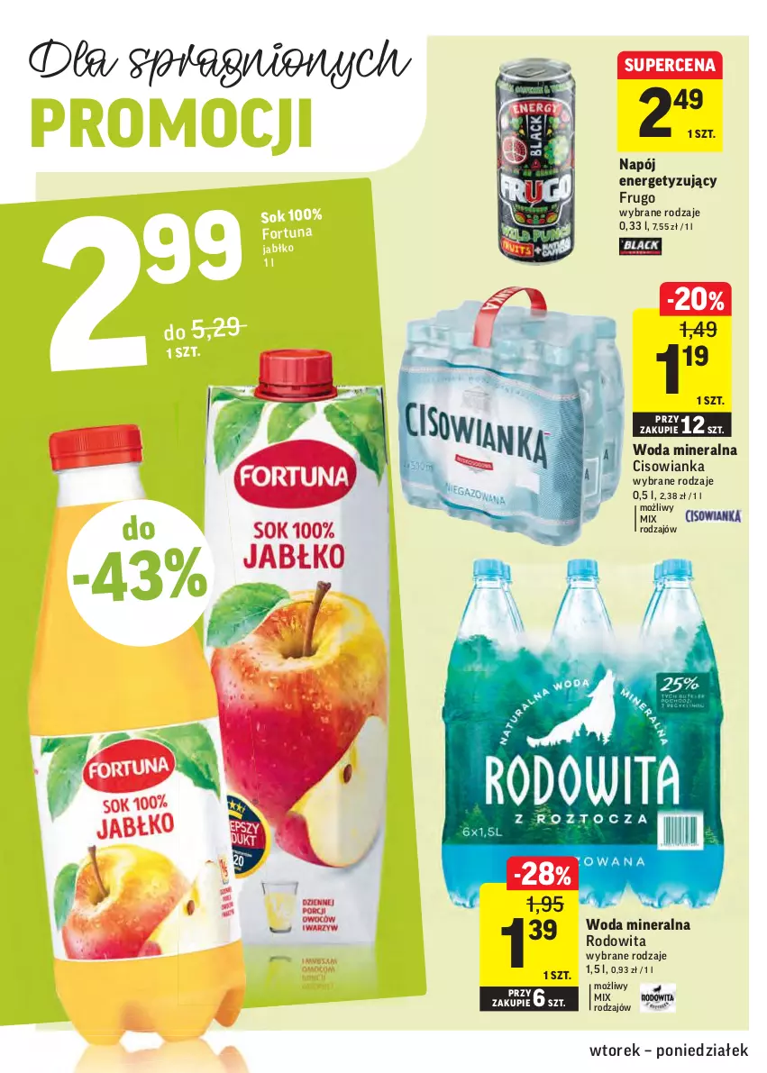 Gazetka promocyjna Intermarche - 4 Stycznia - ważna 04.01 do 10.01.2022 - strona 24 - produkty: Cisowianka, Fortuna, Napój, Sok, Woda, Woda mineralna