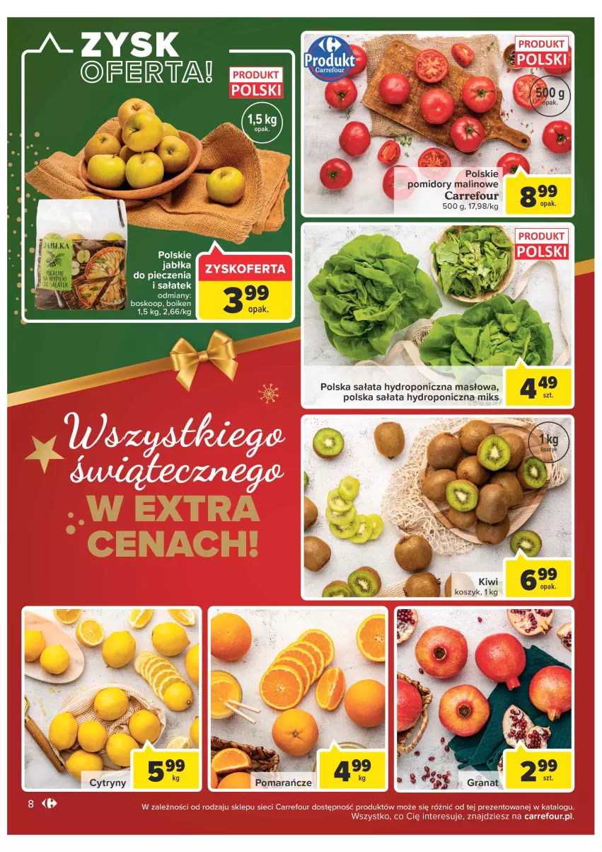 Gazetka promocyjna Carrefour - Gazetka Carrefour - ważna 19.12 do 24.12.2022 - strona 8 - produkty: Kiwi, Kosz, Masło, Piec, Pomidory, Sałat