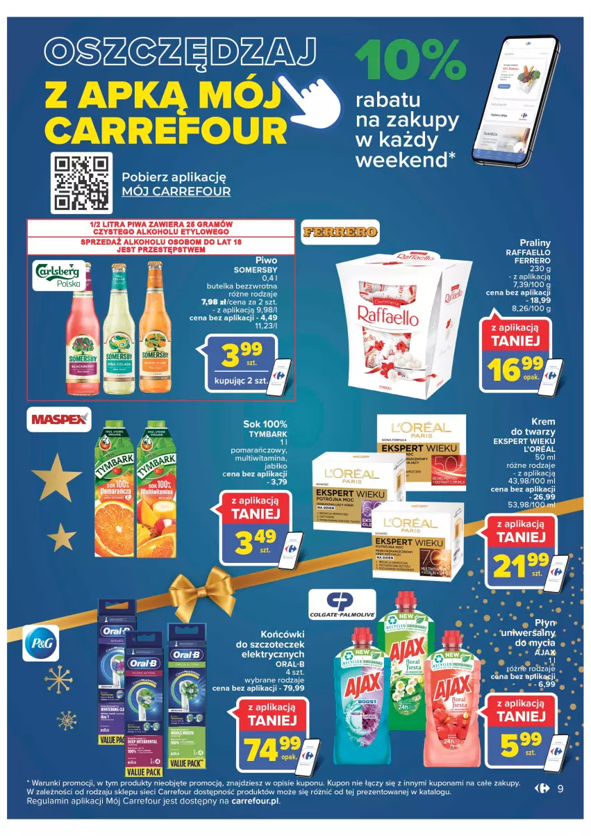 Gazetka promocyjna Carrefour - Gazetka Carrefour - ważna 19.12 do 24.12.2022 - strona 9 - produkty: Colgate, Fa, Ferrero, Gra, Krem do twarzy, LG, Palmolive, Piwa, Piwo, Praliny, Raffaello, Sok, Somersby, Tymbark