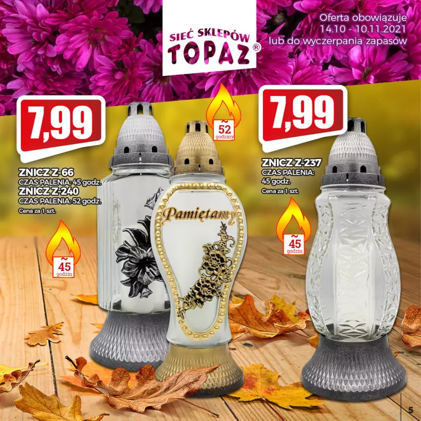 Gazetka promocyjna Topaz - Gazetka - ważna 14.10 do 10.11.2021 - strona 5 - produkty: Znicz