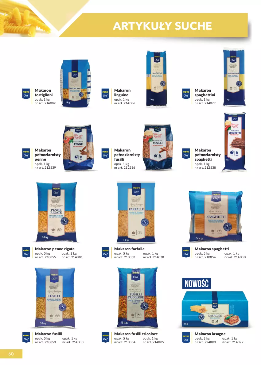 Gazetka promocyjna Makro - [Oferta specjalna] Katalog produktowy 2021 - ważna 01.06 do 31.12.2021 - strona 60 - produkty: Fa, Lasagne, Lion, Makaron, Penne, Spaghetti