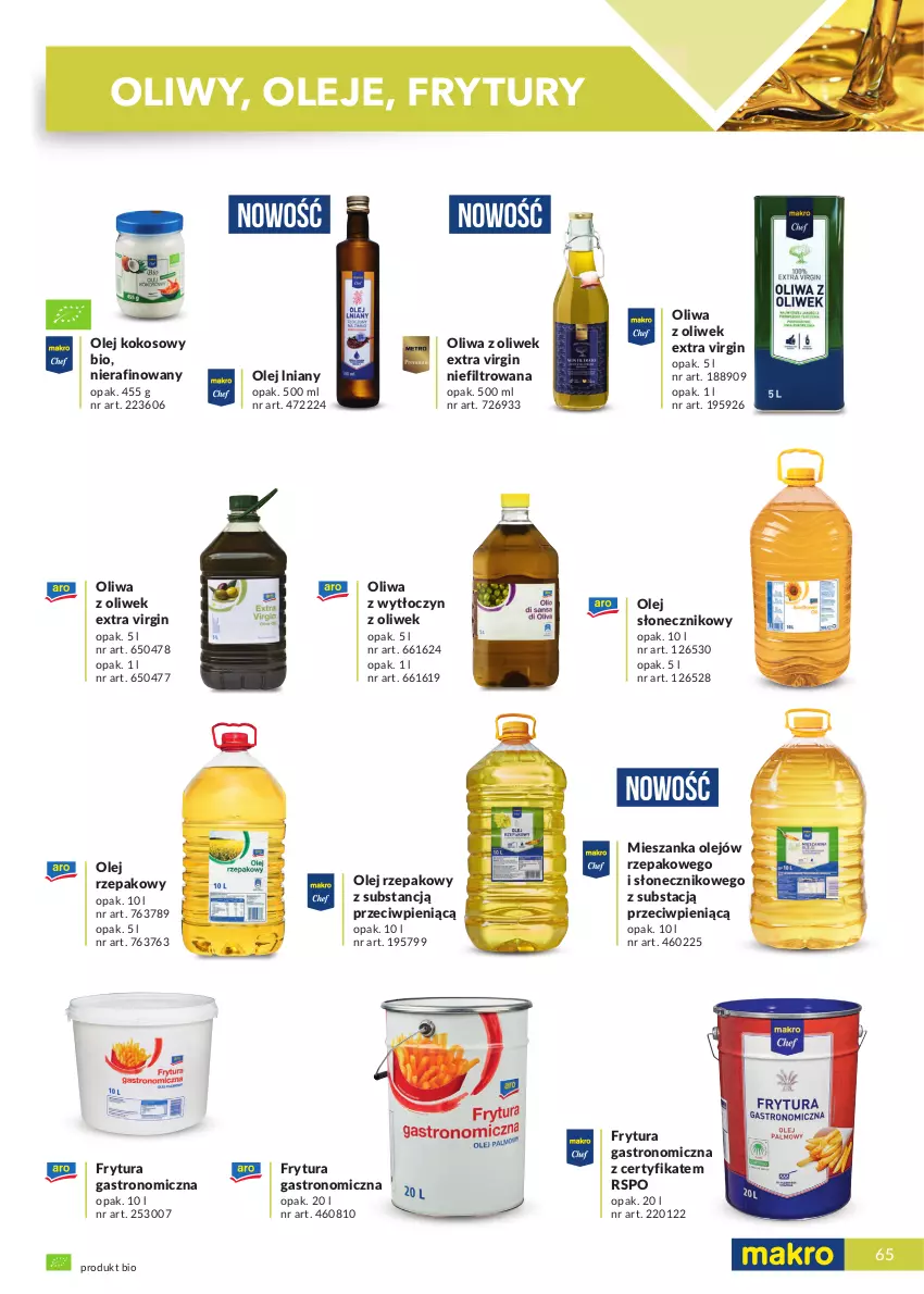 Gazetka promocyjna Makro - [Oferta specjalna] Katalog produktowy 2021 - ważna 01.06 do 31.12.2021 - strona 65 - produkty: Gin, Kokos, Olej, Olej kokosowy, Olej rzepakowy, Olej słonecznikowy, Oliwa z oliwek