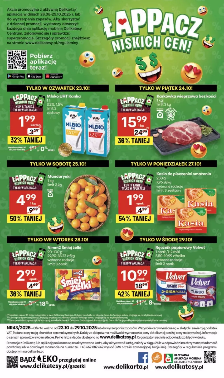 Gazetka promocyjna Delikatesy Centrum - Franczyza DC43 Czwartek - ważna 23.10 do 29.10.2025 - strona 40 - produkty: Karkówka wieprzowa, Mobil, Nimm2, Papier, Ręcznik, Rolki, Rum, Tera, Velvet