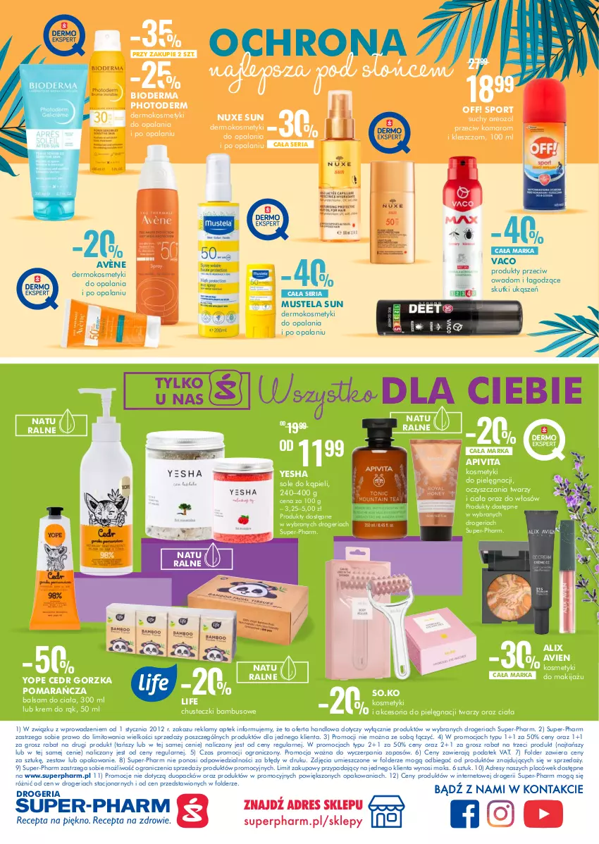 Gazetka promocyjna Super Pharm - Gazetka - ważna 22.07 do 10.08.2022 - strona 20 - produkty: Avène, Bioderma, Mus, Mustela, Nuxe, Por, Sport, Yope