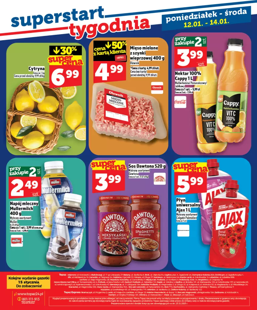 Gazetka promocyjna Topaz - Gazetka - ważna 08.01 do 14.01.2026 - strona 28 - produkty: Cappy, Colgate, Dawtona, LG, Mięso, Mięso mielone, Nektar, Olej, Olewnik, Palmolive, Sos