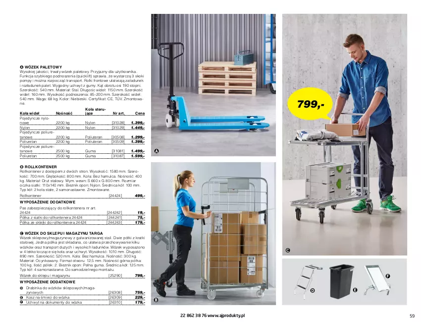 Gazetka promocyjna AJ Produkty - Biuro Przemysł Magazyn - ważna 01.01 do 31.03.2021 - strona 59 - produkty: Bieżnik, Cynk, Inka, Klej, Kosz, Piec, Półka, Por, Rolki, Sok, Sport, Tera, Top, Tran, Waga, Wózek