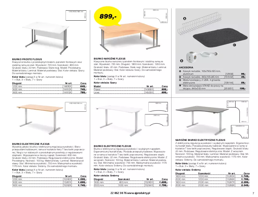 Gazetka promocyjna AJ Produkty - Biuro Przemysł Magazyn - ważna 01.01 do 31.03.2021 - strona 7 - produkty: Biurko, Kosz, Rama, Sok, Top