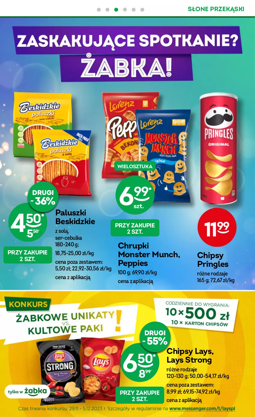 Gazetka promocyjna Żabka - ważna 22.11 do 05.12.2023 - strona 24 - produkty: Beskidzki, Chipsy, Chrupki, Monster Munch, Pringles, Ser