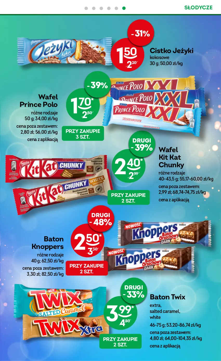 Gazetka promocyjna Żabka - ważna 22.11 do 05.12.2023 - strona 27 - produkty: Baton, Jeżyki, Kit Kat, Knoppers, Kokos, Prince Polo, Twix