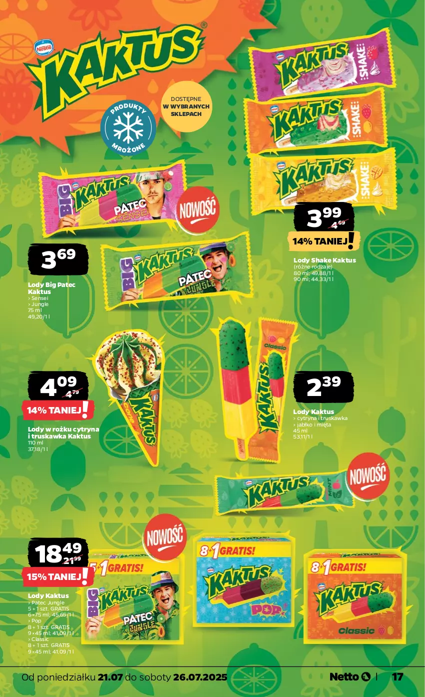 Gazetka promocyjna Netto - Od Poniedziałku - ważna 21.07 do 26.07.2025 - strona 17 - produkty: Gra, Kaktus, Lody, Mięta