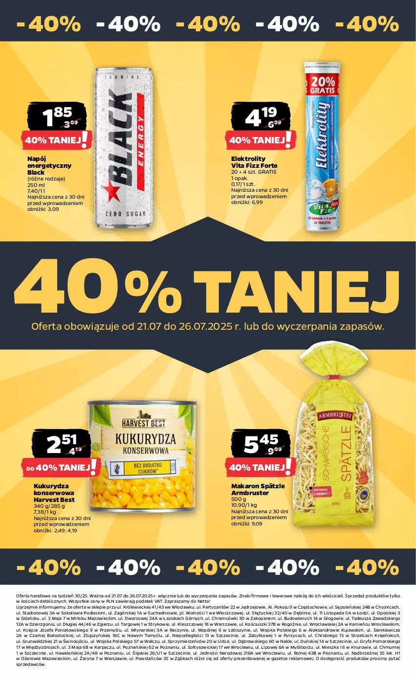 Gazetka promocyjna Netto - Od Poniedziałku - ważna 21.07 do 26.07.2025 - strona 26 - produkty: Fa, Gra, Gry, Karp, Kujawski, Kukurydza, Kukurydza konserwowa, Lack, Makaron, Napój, Napój energetyczny, Podlaski, Rust, Ser, Sok, Stock, Top, Wino