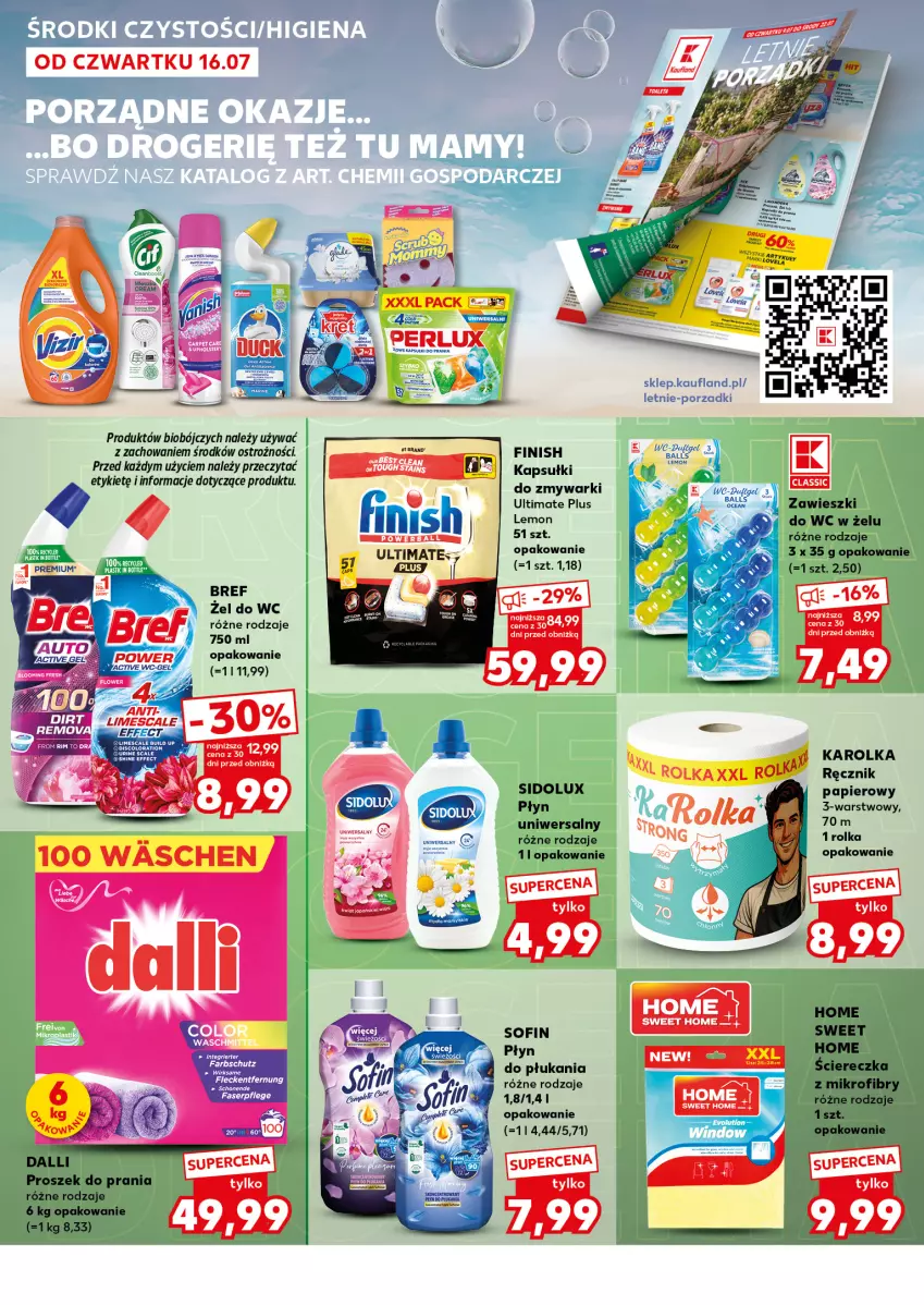 Gazetka promocyjna Kaufland - Mocny Start - ważna 20.07 do 22.07.2026 - strona 20 - produkty: Bref, Fa, Finish, Papier, Płyn do płukania, Por, Proszek do prania, Ręcznik, Ser, Sidolux, Zawieszki, Zmywarki