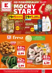 Gazetka promocyjna Kaufland - Mocny Start - Gazetka - ważna od 22.07 do 22.07.2026 - strona 1 - produkty: Kurczak, Udo z kurczaka, Makaron, BIC, Ziemniaki, Dove, Laur, Owoce, Olej, Mięso