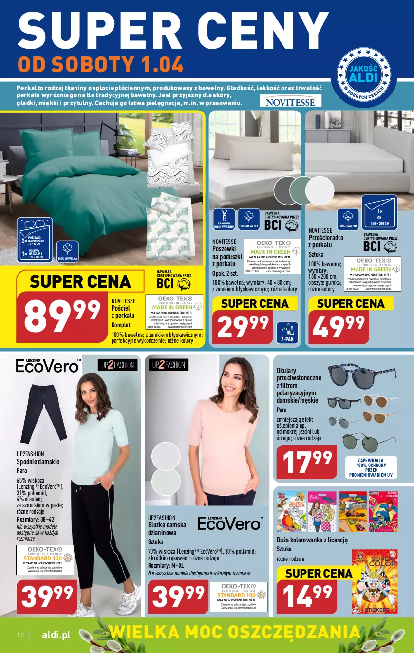 Gazetka promocyjna Aldi - COŚ na przyszły tydzień - ważna 29.03 do 01.04.2023 - strona 12 - produkty: Fa, Kolorowanka, Pościel, Prześcieradło, Spodnie, Wełna