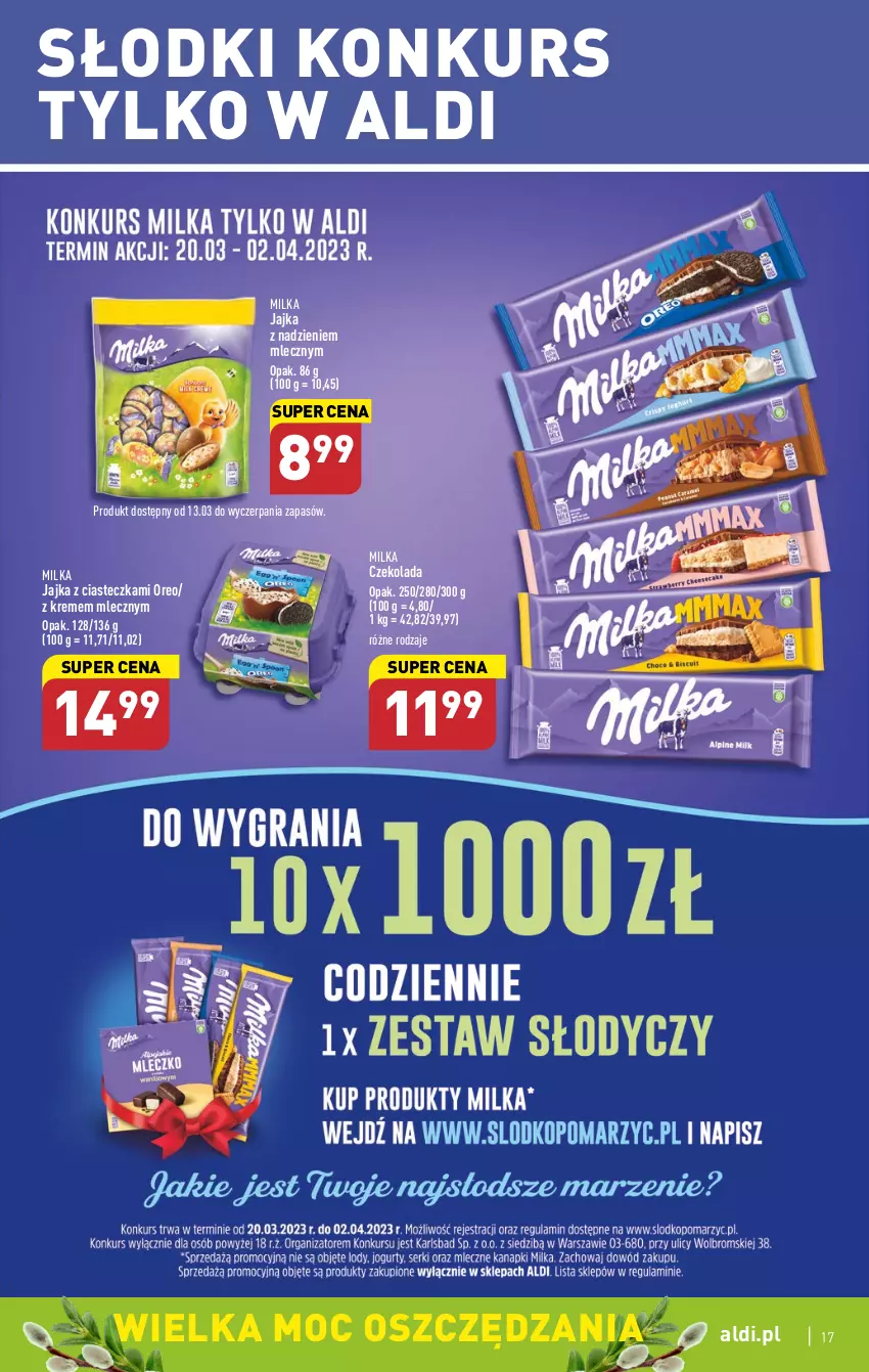 Gazetka promocyjna Aldi - COŚ na przyszły tydzień - ważna 29.03 do 01.04.2023 - strona 17 - produkty: Czekolada, Milka, Oreo