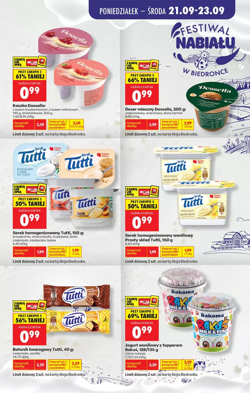 Gazetka promocyjna Biedronka - Gazetka - ważna 21.09 do 28.09.2026 - strona 2 - produkty: Baton, Batonik twarogowy, Czekolada, Deser, Deser mleczny, Jogurt, Kokos, Mleko, Ser, Serek, Serek homogenizowany, Sos, Tonik, Top