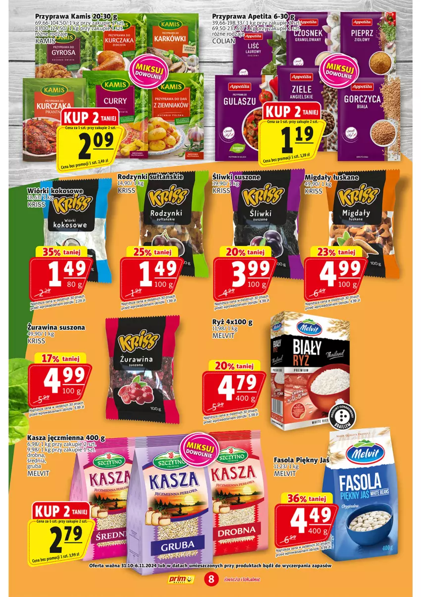 Gazetka promocyjna Prim Market - ważna 31.10 do 06.11.2024 - strona 8 - produkty: Fa, Fasola, Kamis, Kasza, Kasza jęczmienna, Kokos, Melvit, Pieprz, Ryż, Wiórki kokosowe