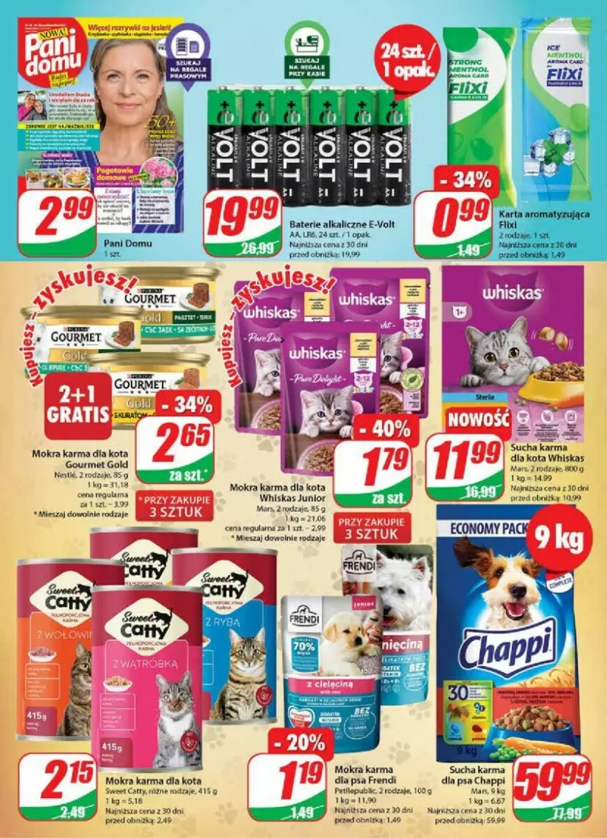 Gazetka promocyjna Dino - ważna 18.10 do 24.10.2023 - strona 15 - produkty: Baterie alkaliczne, Chappi, Gourmet Gold, Mars, Mokra karma, Sucha karma, Whiskas