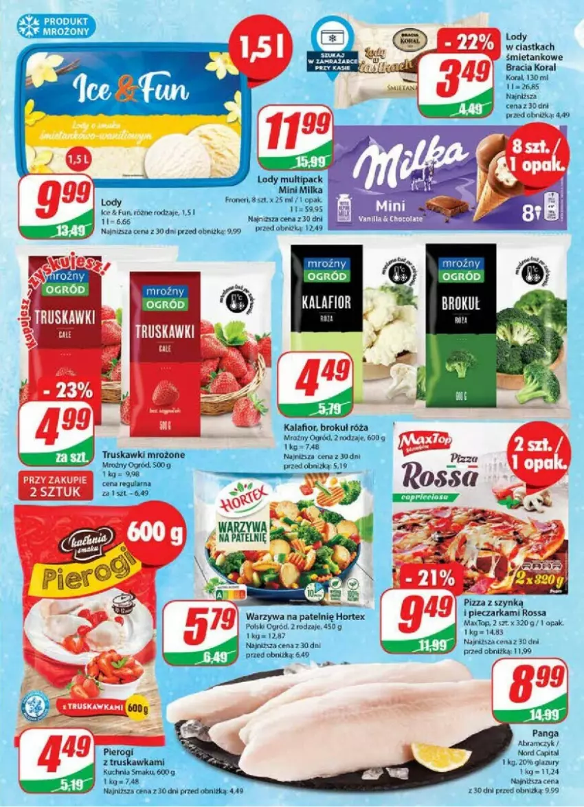 Gazetka promocyjna Dino - ważna 18.10 do 24.10.2023 - strona 24 - produkty: Ciastka, Hortex, Kalafior, Kuchnia, Lazur, Lody, Milka, Ogród, Panga, Piec, Pieczarka, Pierogi, Pizza, Róża, Top, Truskawki, Warzywa