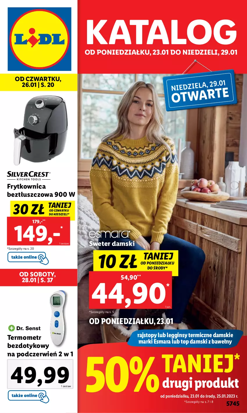 Gazetka promocyjna Lidl - GAZETKA - ważna 23.01 do 29.01.2023 - strona 1 - produkty: Gin, Legginsy, Rajstopy, Sweter, Termometr, Top