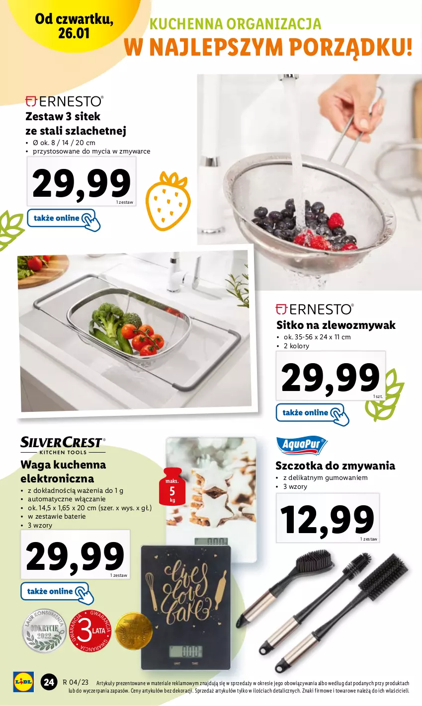 Gazetka promocyjna Lidl - GAZETKA - ważna 23.01 do 29.01.2023 - strona 26 - produkty: Por, Sitko, Szczotka, Szczotka do zmywania, Waga, Zlew, Zlewozmywak