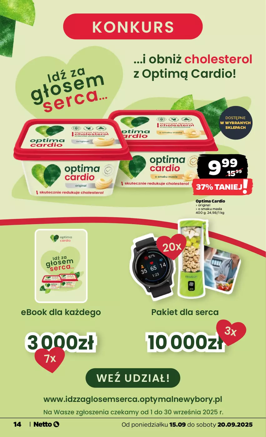 Gazetka promocyjna Netto - Od Poniedziałku - ważna 15.09 do 20.09.2025 - strona 14 - produkty: Gin, Optima, Optima Cardio, Ser