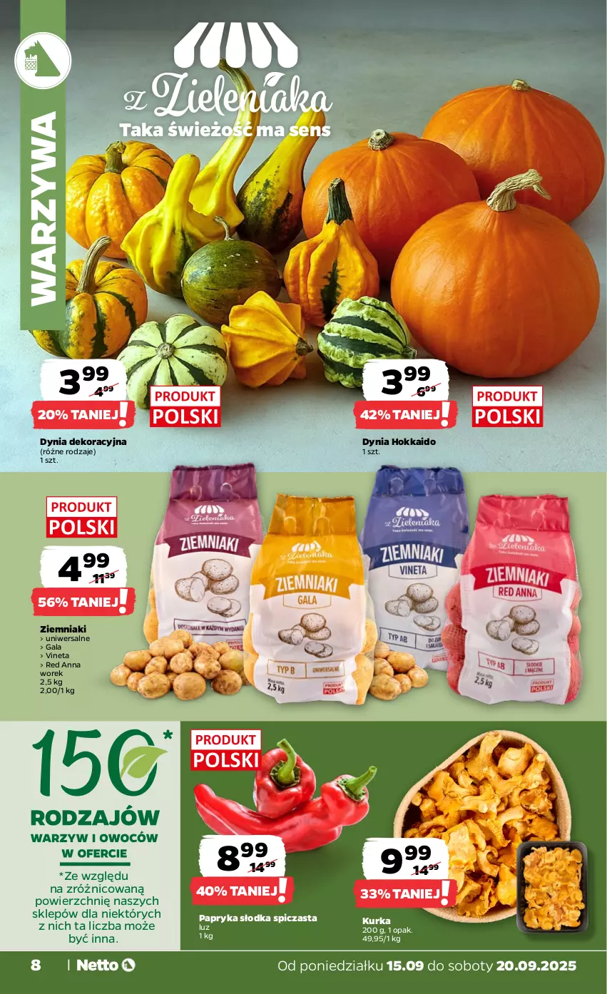 Gazetka promocyjna Netto - Od Poniedziałku - ważna 15.09 do 20.09.2025 - strona 8 - produkty: Gala, Papryka, Papryka słodka, Warzywa, Ziemniaki