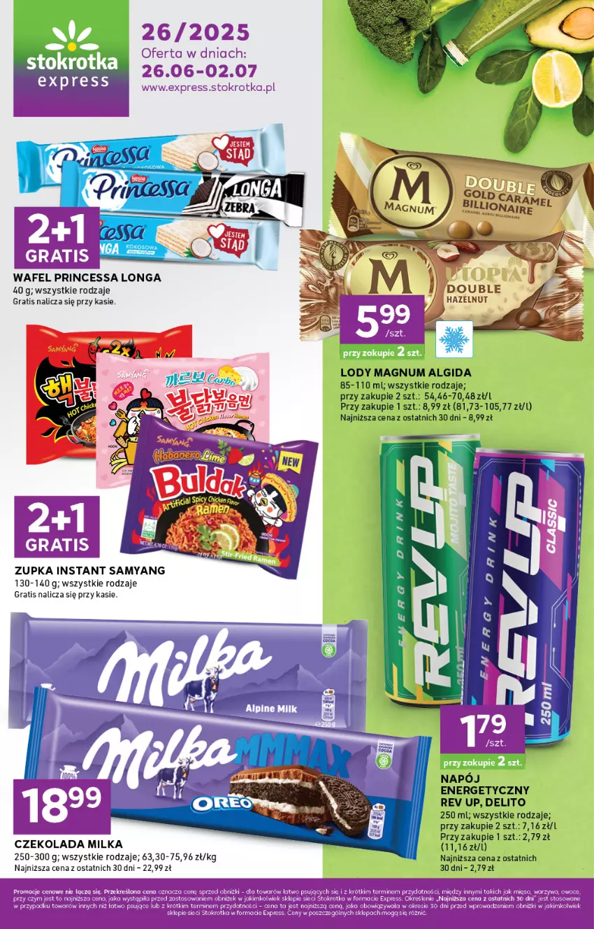 Gazetka promocyjna Stokrotka - Stokrotka Express - ważna 26.06 do 02.07.2025 - strona 1 - produkty: Algida, Czekolada, Fa, Gra, LG, Lody, Milka, Princessa, Ser, Tera
