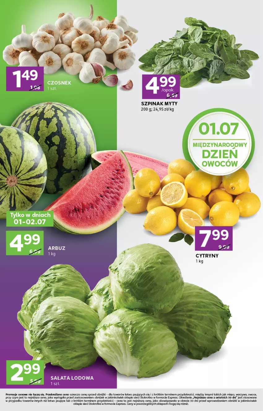 Gazetka promocyjna Stokrotka - Stokrotka Express - ważna 26.06 do 02.07.2025 - strona 2 - produkty: Cytryny, Mięso, Owoce, Sałat, Sałata lodowa, Szpinak
