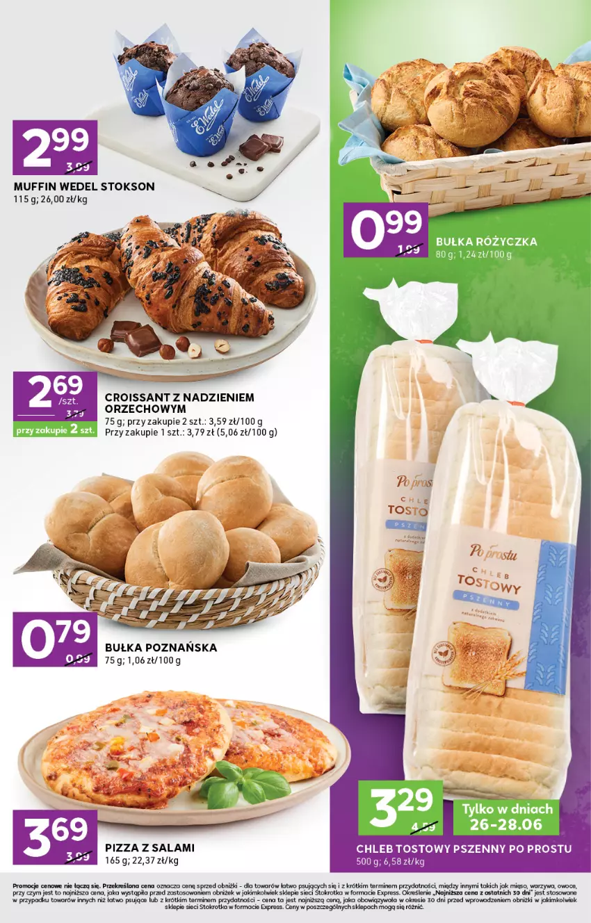 Gazetka promocyjna Stokrotka - Stokrotka Express - ważna 26.06 do 02.07.2025 - strona 3 - produkty: Bułka, Chleb, Chleb tostowy, Croissant, Duda, Mięso, Owoce, Pizza, Salami, Warzywa