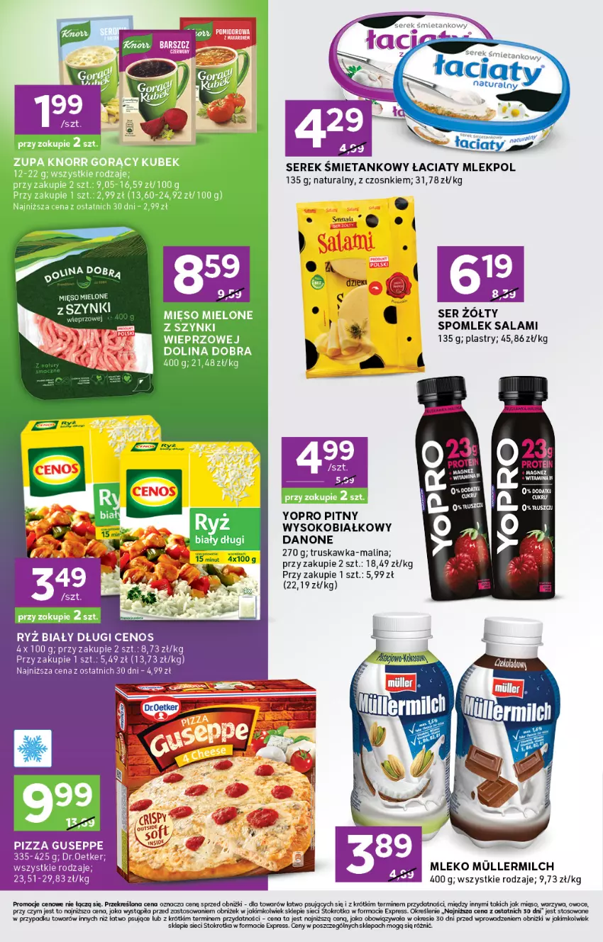 Gazetka promocyjna Stokrotka - Stokrotka Express - ważna 26.06 do 02.07.2025 - strona 4 - produkty: Cenos, Danone, Mięso, Mleko, Owoce, Pizza, Ryż, Ryż biały, Salami, Ser, Serek, Sok, Warzywa