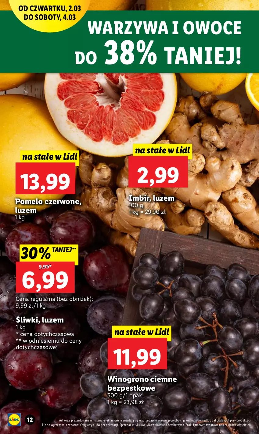 Gazetka promocyjna Lidl - GAZETKA - ważna 02.03 do 04.03.2023 - strona 14 - produkty: Imbir, Owoce, Pomelo, Warzywa, Warzywa i owoce, Wino