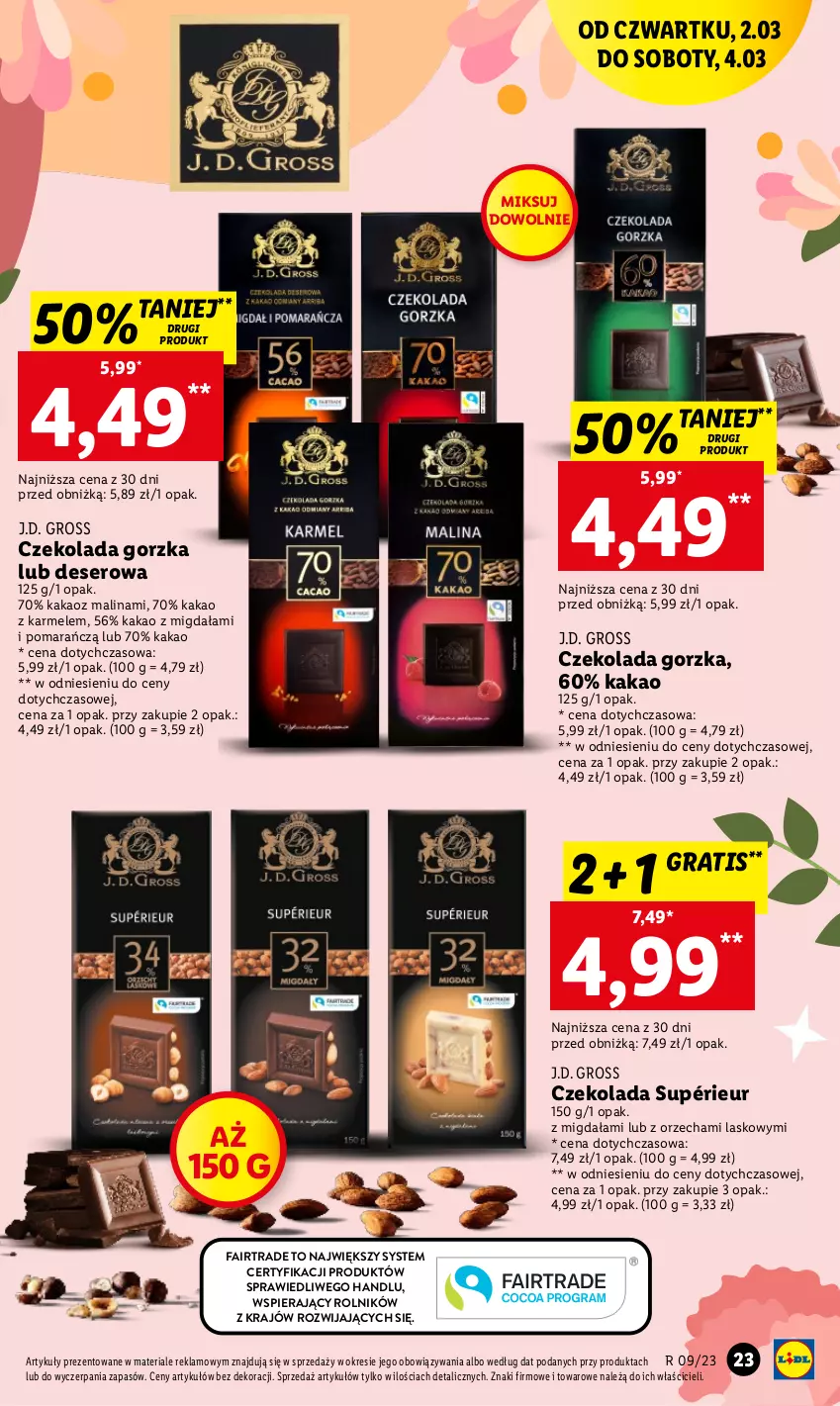 Gazetka promocyjna Lidl - GAZETKA - ważna 02.03 do 04.03.2023 - strona 25 - produkty: Czekolada, Czekolada gorzka, Deser, Fa, Gra, Kakao, Rolnik, Ser