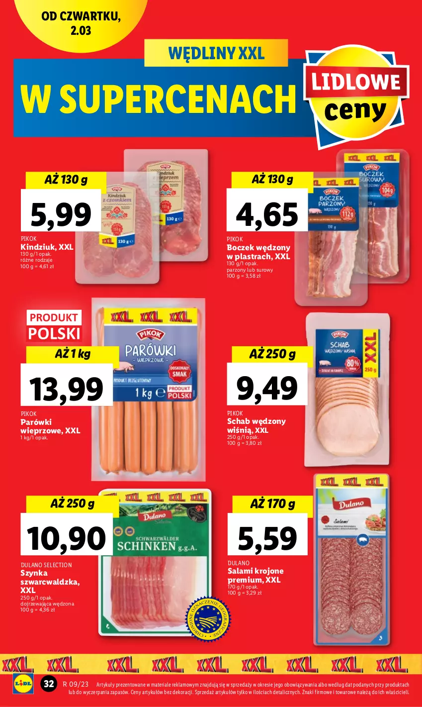 Gazetka promocyjna Lidl - GAZETKA - ważna 02.03 do 04.03.2023 - strona 34 - produkty: Boczek, Dulano, Kindziuk, Parówki, PIKOK, Salami, Szynka