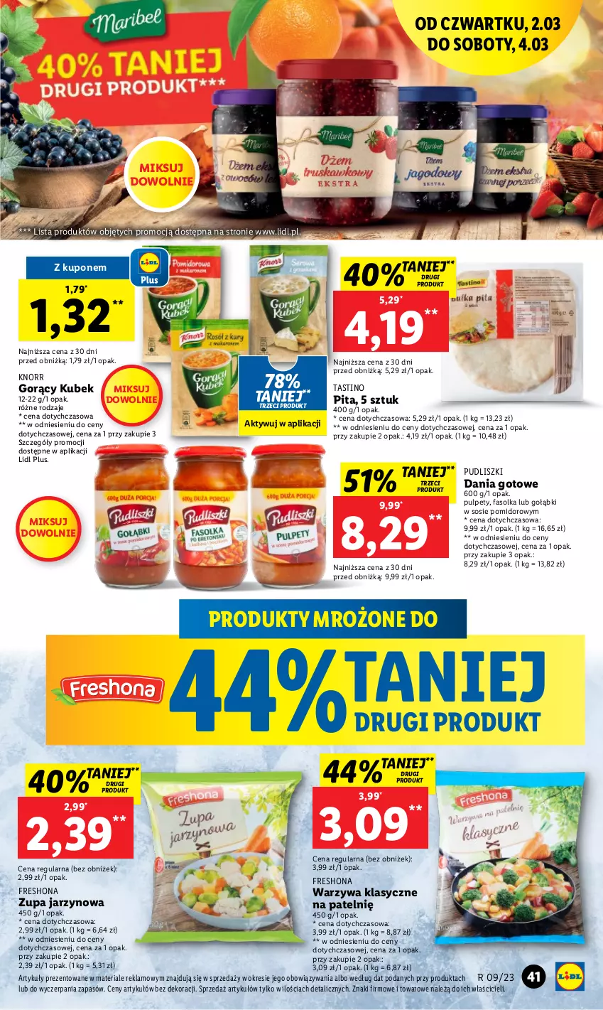 Gazetka promocyjna Lidl - GAZETKA - ważna 02.03 do 04.03.2023 - strona 43 - produkty: Dania gotowe, Fa, Knorr, Kubek, Produkty mrożone, Pudliszki, Pulpety, Sos, Warzywa, Zupa